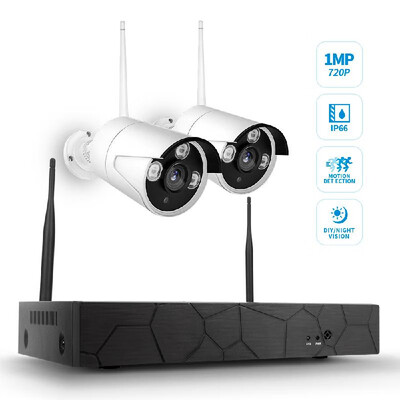 

K8208 4CH NVR 2 Cameras Wireless NVR Kit Security Surveillance System 1MP 720P HD WIFI Home Security Camera Monitor Night Vision