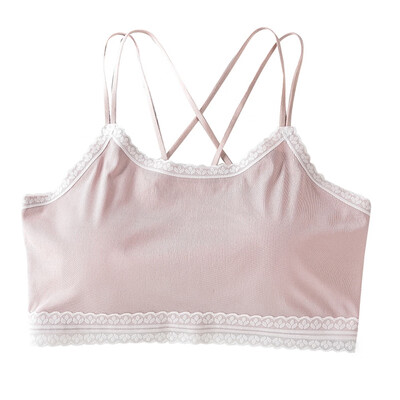 

Sexy Camisole Thread Bra One-Piece Underwear Lace Stitching Solid Color Sports Tube Top