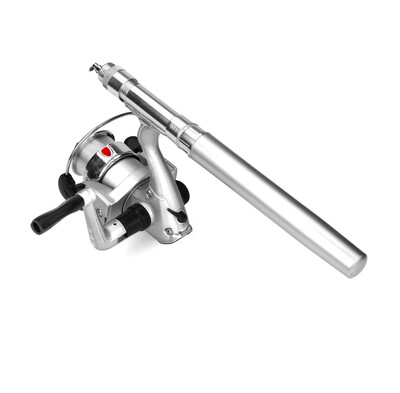 

Saidsome Mini Portable Pocket Fish Pen Shape Aluminum Alloy Fishing Rod Pole Reel fishing bait fishing lure