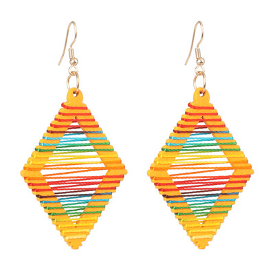 

Korean Summer Geometric Hollow Circle Square Drop Earrings for Women Big Round Handmade Bohemian Party Beach Jewelry