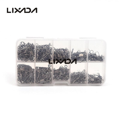 

Lixada 200pcs 5 Sizes Fishing Barrel Swivel with Interlock Safety Snap Connector Fishing Tackle 5791113