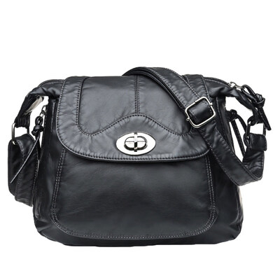 

Vintage Women Lock Washed Faux Leather Crossbody Shoulder Bag Messenger Pouch