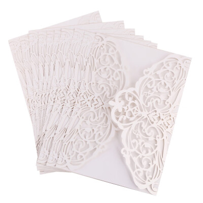 

New Hot White 10pcs Vertical Laser Cut Butterfly Invitations Cards Kits for Wedding Bridal Shower Birthday Anniversary Party