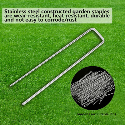 

100Pcs Stainless Steel Ground Garden Staple Pins Weed Barrier Fabric Stake Fixed Accessories Ground Staple Staple Pin