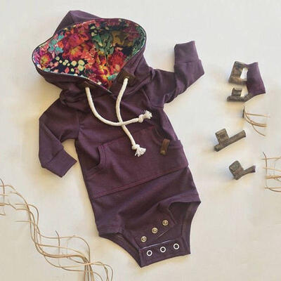 

Newborn Baby Boy Girl Floral Hooded Romper Bodysuit Jumpsuit Outfits Clothes Set