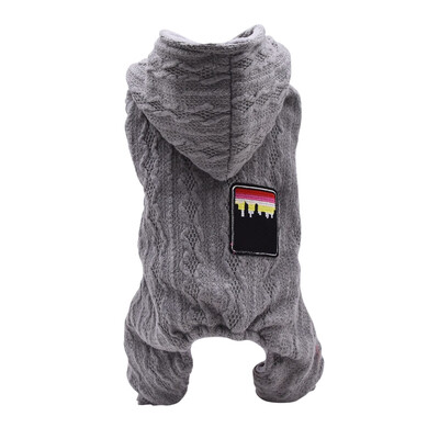 

Pet Autumn Winter Clothes Dog Thickening Warm Coat Jacket 4 Legged Jumpsuit Wool Yarn Knitting Hoodie For Small Medium Dog