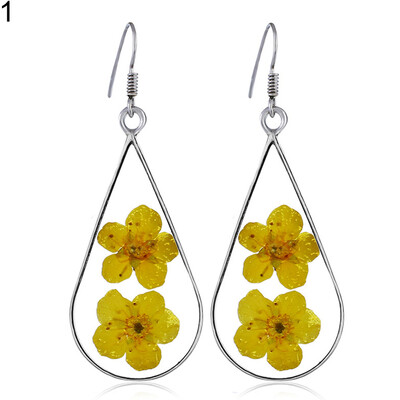 

Fashion Women Dried Flowers Dangle Ear Drops Teardrop Hook Earrings Jewelry Gift