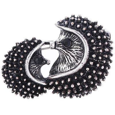

New Mode Style Vintage Couple Hedgehog Brooches For Women Kids Lover Gift Antique Silver Color Retro Animal Brooch Pins Banquet