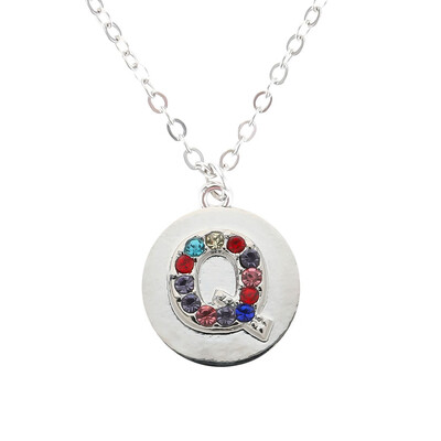 

Silver Alphabet Initial Letter A To Z Pendant Necklace Colorful Rhinestone Pendant Birthday Gifts Christmas Gifts For Women Girls