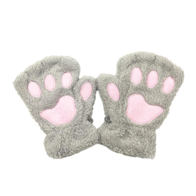 

Women Super Lovely Bear Plush Cat Paw Claw Glove Soft Winter Fingerless Mitten Gloves