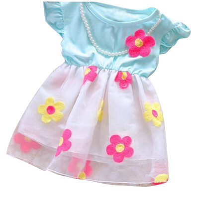

Summer Pageant Baby Girls Flower Print Dress Cotton Kids Sleeveless Casual Sundress Outfits