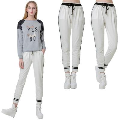 

Fashion Woman Harem Pants Stripes Elastic Waistband Drawstring Pockets Yoga Sport Casual Loose Trousers
