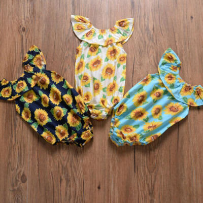 

Newborn Kid Baby Girls Sunflower Romper Bodysuit Jumpsuit Outfit Clothes Set