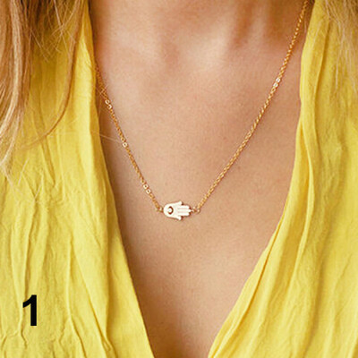

Womens Stylish Hamsa Fatima Hand Evil Eye Pendant Alloy Choker Necklace Gift