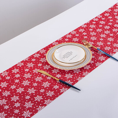 

Siaonvr Merry Christmas Red Snowflake Snowman Long Table Runner Cloth 270CM Home Decor
