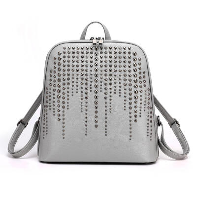 

Vintage PU Leather Women Rivet Backpack Large Capacity Shoulder School Bags