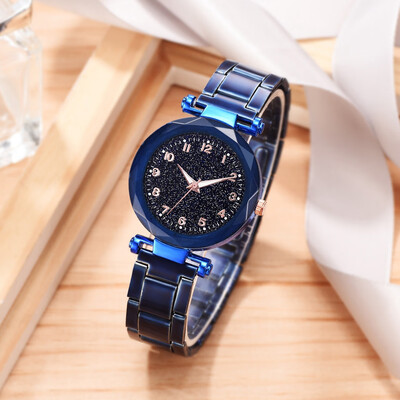 

RM Simple Fashion Cool Flat Bump Starry Sky Dial Ladies Steel Belt Quartz Watch