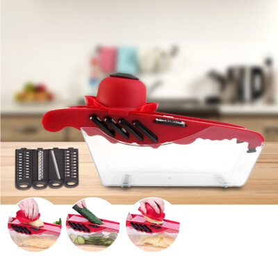 

Tbest Kitchen Mandoline Slicer Vegetable Cutter Potato Grater&Food Container with 5 BladesPotato Grater Mandoline Slicer