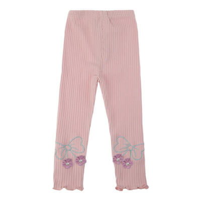 

Fashion Knitting Kids Baby Girls Warm Leggings Embroidery Flowers Decor
