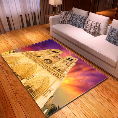 

Toponeto Creative Notre Dame Photo Commemorative Day Comfortable Carpet Home Decor