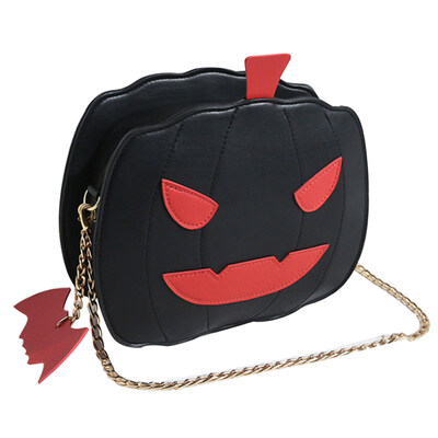 

Halloween Pumpkin Shape Women Faux Leather Zipper Chain Crossbody Shoulder Bag