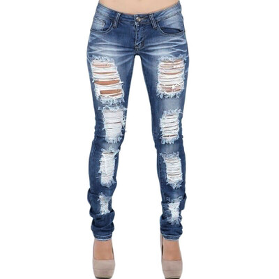 

〖Follure〗Women Stretch Distressed Ripped Slim Skinny Jeans Trousers Leggings Casual Pants