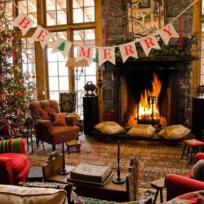 

Tailored Hessian Burlap Merry Christmas Bunting Sign Rustic Wedding Party Banner