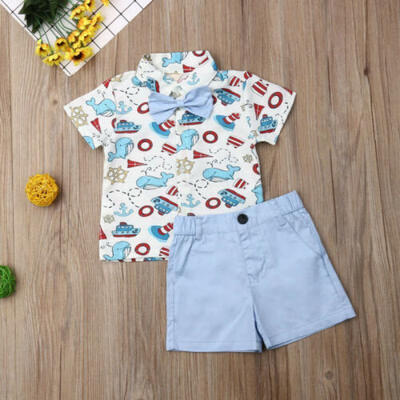 

Newborn Kids Baby Boys Summer Tops T-shirt Animals Pants Shorts Outfits Set