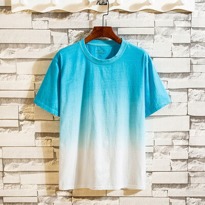 

Toponeto Fashion Summer Mens Casual Tops Coloured Gradually Changing Short Sleeve Shirts