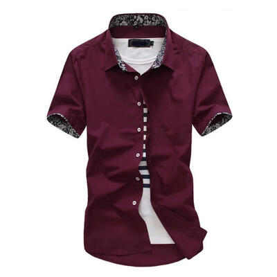 

Slim Fit Short Sleeve Shirts Floral Shirt Summer Casual Tops For Men