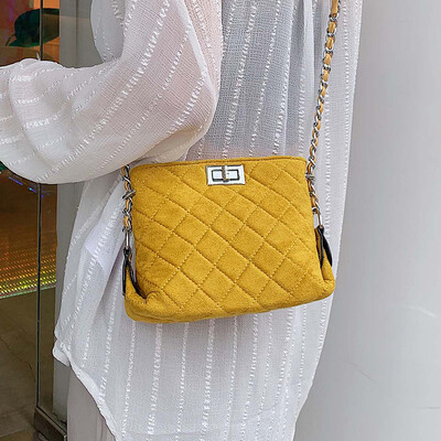 

Female bag 2019 new wild cotton suede chain bag autumn&winter retro Messenger bag ins shoulder net red packet