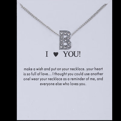 

Sale 26 Letters Pandent I Love You Fashion Simple Silvery Chain Rhinestone Charm Crystal Women Necklace Jewelry Gift