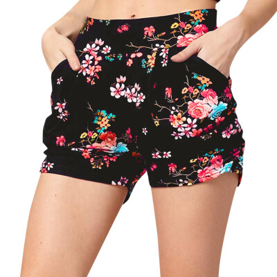 

Tailored Women Summer Printed Pockets Loose Hot Pants Summer Beach Shorts Trousers