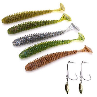 

New Hot Thread T Tail 12cm85g Lu Ya Soft Bait Boxed 5 Color Set With Hook