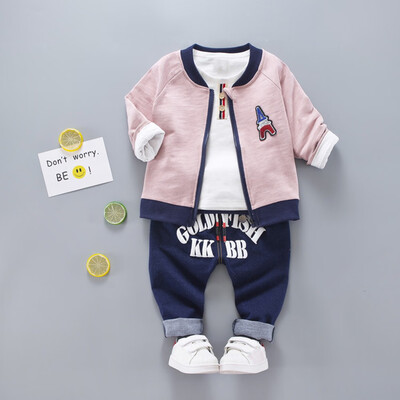 

3Pcs Infant Toddler Baby Boys Letter Tops PantsCoat Outfits Clothes Set