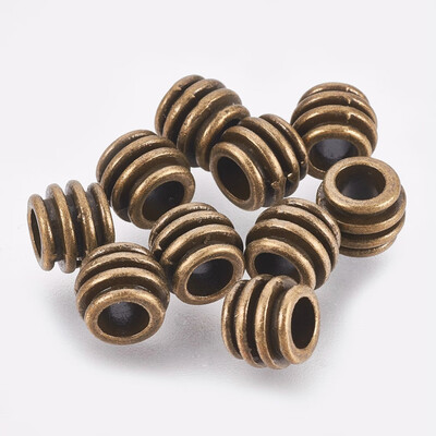 

Tibetan Silver Alloy Barrel Large Hole European Beads Lead Free Cadmium Free & Nickel Free Antique Bronze color