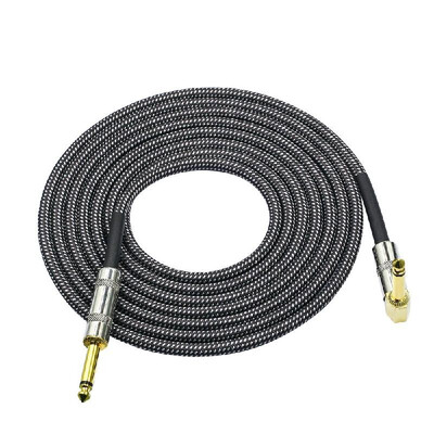

6 Meters 20 Feet Musical Instrument Audio Guitar Cable Cord 14 Inch Straight to Right-angle Gold-plated TS Plugs PVC Braided Fab