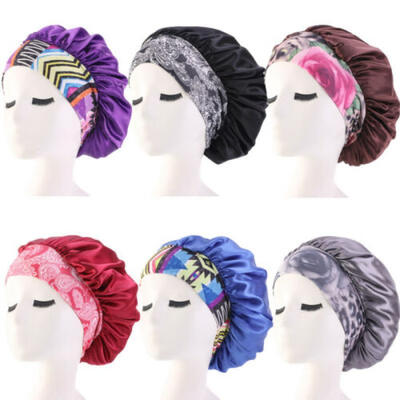 

Women Satin Night Sleep Cap Hair Bonnet Hat Silk Elastic Adjustable Shower Cap