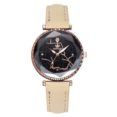 

Korean version of the constellation mirror PU watch shaking sound hot star female models personality quartz watch