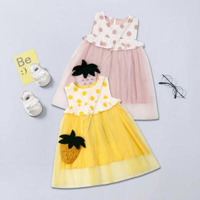 

US Infant Baby Girl Kid Radish Bag Linen Sleeveless Summer Ruffles Dress Clothes
