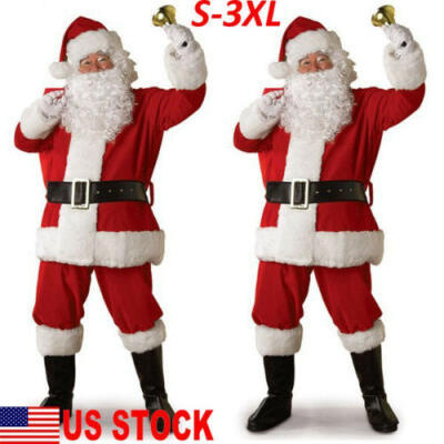 

5PCS Santa Claus Costume Men Adult Suit Christmas Party Outfit Fancy Xmas Dress