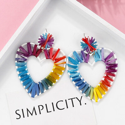 

Flashbuy Heart Handmade Rattan Statement Earrings for Women Rafite Earrings Pendientes Fashion Girls Jewelry Party Accessories