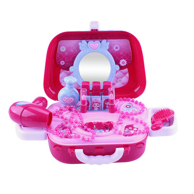 

Children Girls Pretend Play Cosmetics Shoulder Bag Kids Plastic Mirror Hair Dryer Toy Set Gift