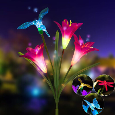 

Gobestart Lily Flower Solar Powered Garden Stake Light Multi-color Change LED Light