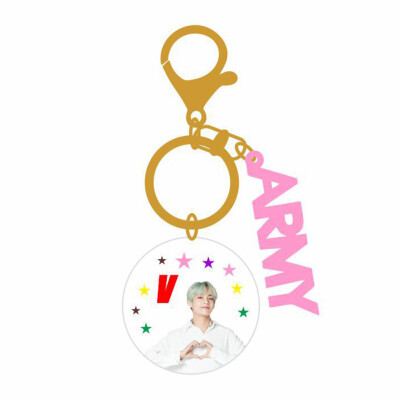 

BTS Creative Acrylic Keychain Double-sided Color Printing Letters Round Card Pendant Key Rings ARMY Hot Gift