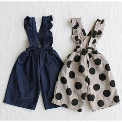 

Kids Baby Girls Dungarees Pants Ruffle Bib Overalls Jumpsuit Outfits One pieces