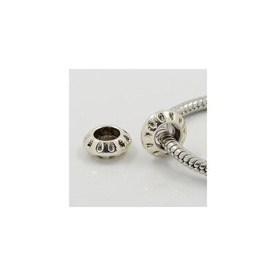 

Tibetan Silver European Beads Large Hole Beads Rondelle Antique Silver Lead Free & Cadmium Free & Nickel Free 10x4mm