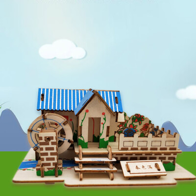 

Tailored Kids 3D wooden DIY Houses Jigsaw Children Castle Construction Pattern Puzzle Toy