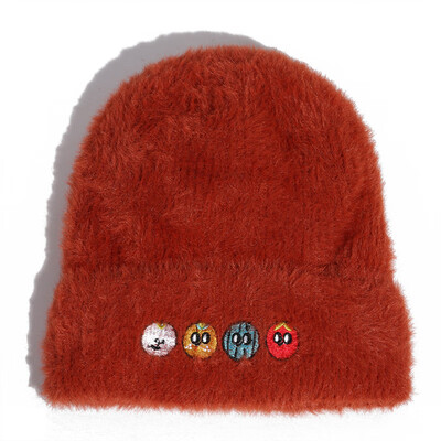 

Womens wool hat autumn&winter knitted hat Korean version plus velvet plus thick hat Japanese small fresh student warm hat