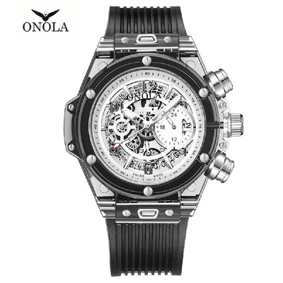 

ONOLA ON6812 Men Quartz Watch Silica Gel Band Fashion Multifunction Wristwatch 3ATM Luminous Display Chronograph Calendar Date Dis